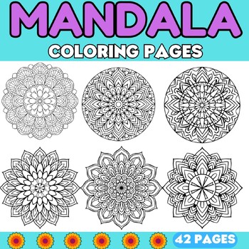 Preview of Mandala Meditate Relaxing  Coloring Pages Sheets for 3rd 4th 5th 6th