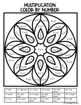 Download Mandala Multiplication Facts Color by Number by Teaching High School Math
