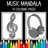 Mindful Mandala Music Coloring (32 Coloring Pages)