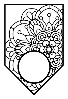 Preview of Mandala Theme 1, Classroom Decor, Blank Pennant Banner and Coloring