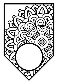 Preview of Mandala Theme 3, Classroom Decor, Blank Pennant Banner and Coloring Printable