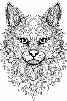 Preview of Mandala With Cat Coloring book For Adult