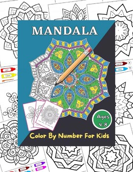 Preview of Mandala for kids color by number coloring pages Printable Mandala Worksheets