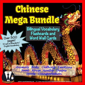 Preview of Mandarin Chinese/English Vocabulary Flashcards and Word Wall