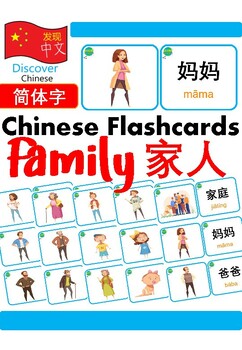 Preview of Mandarin Chinese Flashcards 中文词汇卡 - Family 家人