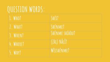Preview of Mandarin Chinese Question Words--PINYIN
