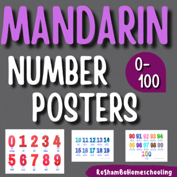 Preview of Mandarin Number Classroom Posters 0-100 (Simplified Chinese)