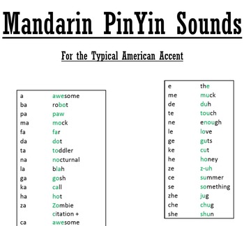 Mandarin PinYin Sounds for American Speakers by Eileen Wuthrich | TpT