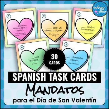 Preview of Mandatos Task Cards | Spanish Valentine's Day Informal Commands Review Activity