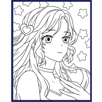 Anime Girl Coloring Pages 26673027 Stock Photo at Vecteezy