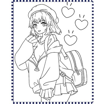 Manga Anime Girls Coloring Pages by Felixes | TPT