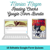Maniac Magee- 15 Quiz/Reading Checks Google Form Bundle