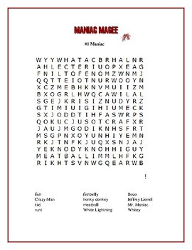 Maniac Magee Word Search - WordMint