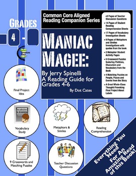 Preview of Maniac Magee:  A Common Core Aligned Reading Activity Companion For Grades 4-6