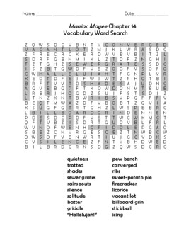 Maniac Magee Word Search - WordMint