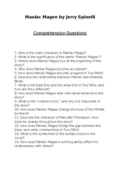 maniac magee essay questions