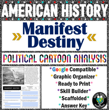Preview of Manifest Destiny Political Cartoon Analysis - Print and Digital