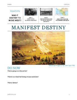 Preview of Manifest Destiny Inquiry Lessons & Project