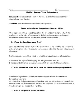 The Road To Independence Worksheet Answers