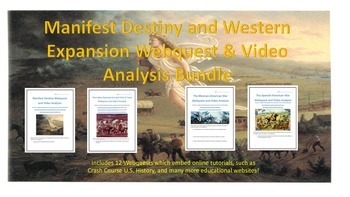 Preview of Manifest Destiny and Western Expansion Webquest and Video Analysis Bundle