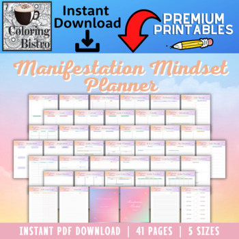 Preview of Manifestation Journal Intentions Planner Printable Law of Attraction Digital PDF