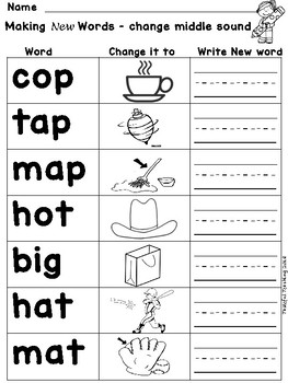 phoneme substitution changing letter sounds to make new words tpt