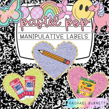 Preview of Manipulative Labels Heart Patch Pastel Pop X Rainbow Remix