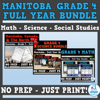 Preview of Manitoba Grade 4 Full Year Bundle - Math - Science - Social Studies