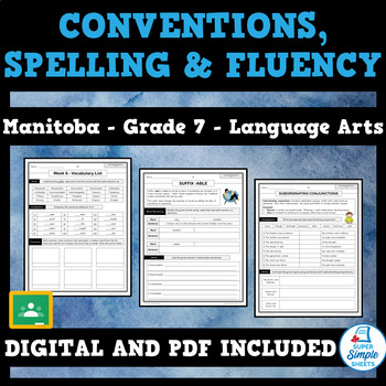 Preview of Manitoba Language Arts ELA - Grade 7 - Conventions, Spelling and Fluency