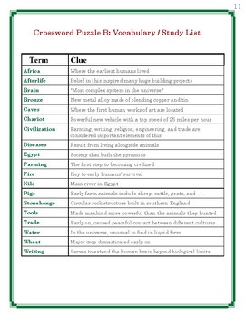 Mankind the Story of All of Us Episode 1 Worksheet Puzzles by Elise