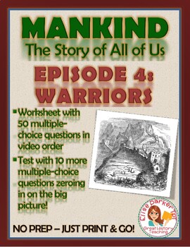 Preview of Mankind the Story of All of Us Episode 4 Worksheet and Quiz: Warriors