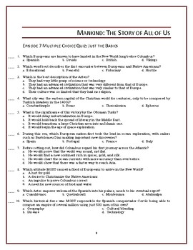 Mankind the Story of All of Us Episode 7 Worksheet and Quiz: New World