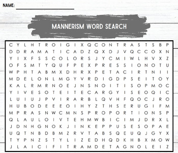 Preview of Mannerism Art Word Search