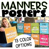 Manners Classroom Posters | Rainbow and Neutral