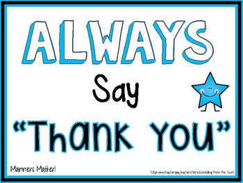 Manners Matter: Always Say Thank You (Blue) Poster Set 1 | TPT