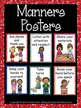 Good Manners Posters by Bilingual Classroom Resources | TpT
