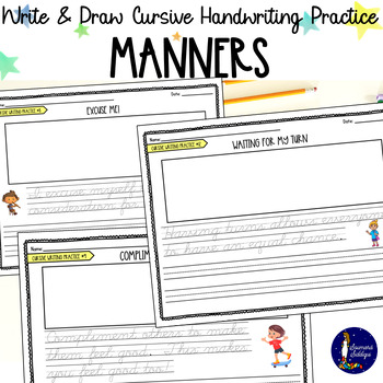 Preview of Manners Write and Draw Cursive Handwriting Practice
