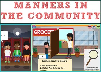 Preview of Manners in the Community BOOM CARDS