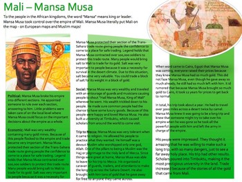 Preview of Mansa Musa African Trading Kingdoms - Bundle w/Bumper Sticker Project