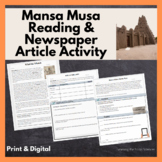 Mansa Musa One-Page Reading and Newspaper Activity: Print 