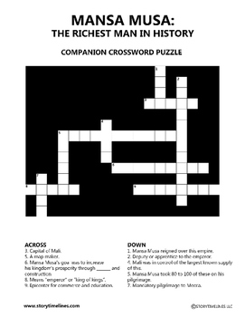 Preview of Mansa Musa: The Richest Man In History Companion CrossWord Puzzle