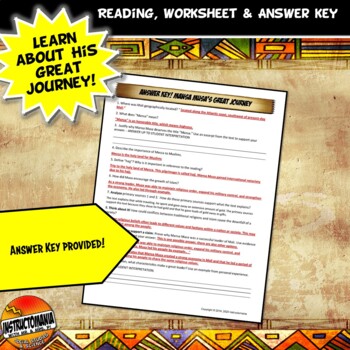 Mansa Musa's Great Journey A Common Core Writing and Literacy Activity