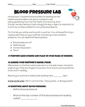 Preview of Manual Blood Pressure Lab Worksheet