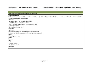 Manufacturing Process Lesson Plan by Technology and 