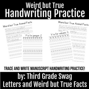 Preview of Manuscript Handwriting Practice | Weird but True Facts