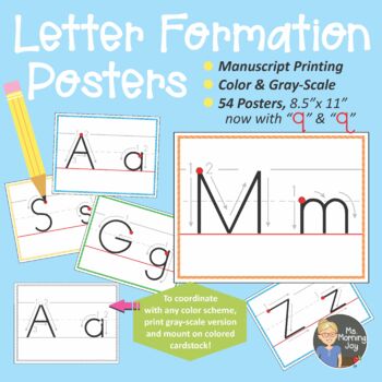Preview of Manuscript Printing Letter Formation Posters for Pre-K through 1st