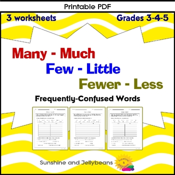 Preview of Many-Much-Few-Little-Fewer-Less - Easily-Confused Words - Grades 3-5 - CCSS