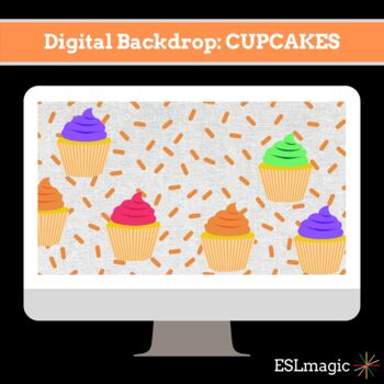 Preview of Manycam Digital Teaching Background CUPCAKES