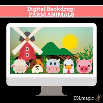 Preview of Manycam Digital Teaching Background FARM ANIMALS