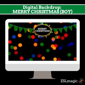 Preview of Manycam Digital Teaching Background MERRY CHRISTMAS BANNER